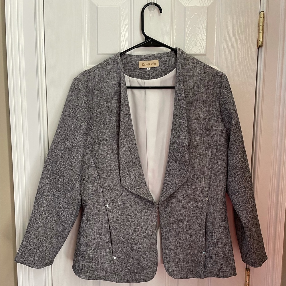 Kate Kasin 3/4 sleeve Blazer- Peppered Grey